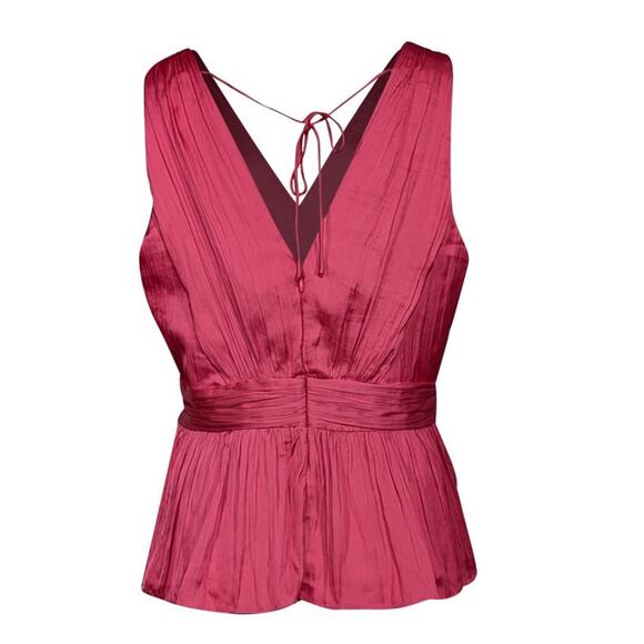 BCBGMaxAzria - Pink Shirred Satin Twist Front Top Size XL. NWOT - Picture 4 of 7